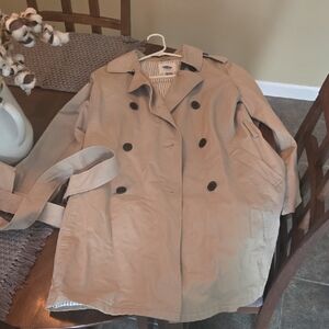 Old Navy Beige Double-Breasted Trench Coat